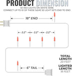 612 Vermont 50 Red Christmas Lights on a White Wire String, UL Approved, Indoor and Outdoor Use, 9 Foot of Lighted Length, 11 Foot of Total Length