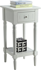 Convenience Concepts French Country Khloe 1 Drawer Accent End Table 14" - Traditional Farmhouse Side Table with Storage Drawer and Shelf for Living Room, White
