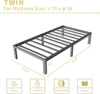 ALDRICH 12 Inch Metal Twin Bed Frame - Single Black Basic Steel Slats Platform, Easy Assembly Heavy Duty Noise Free Bedframes, No Box Spring Needed