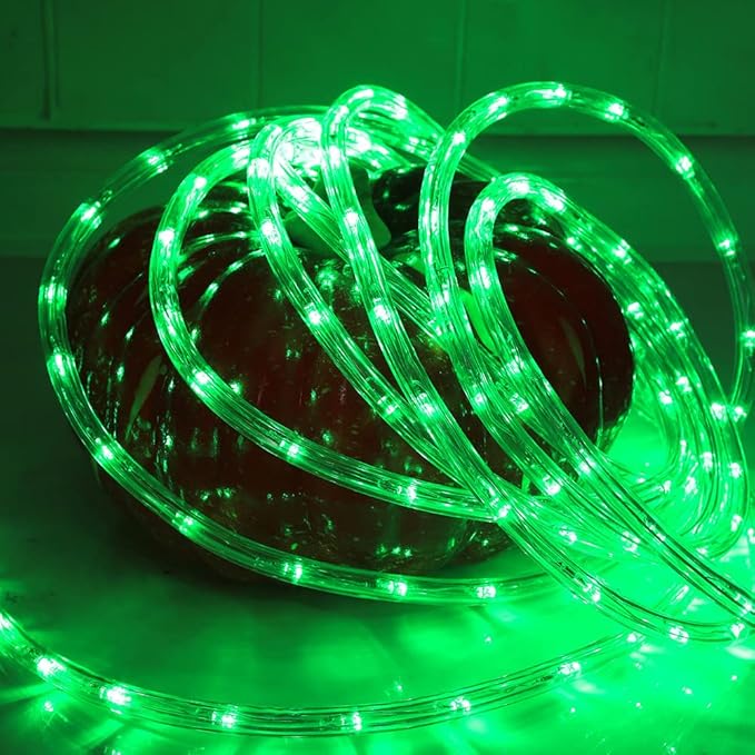 50ft 360 LED Waterproof Rope Lights, 110V Connectable Indoor Outdoor Green Led Rope Lights for Deck, Patio, Pool, Camping, Bedroom Decor, Landscape Lighting and More (Green)