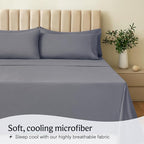 LuxClub 4 PC California King Size Sheet Set Deep Pockets Wrinkle Free Cooling Sheets Machine Washable Hotel Bedding Silky Soft - Light Grey California King