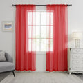 HUTO Christmas Red Sheer Voile Curtains 84 inches Long for Baby Wedding Party Backdrop Rod Pocket Window Sheer Panels Drapes for Bedroom Nursery Living Room 2 Panels 52 Inch Width by 84 Inch Length