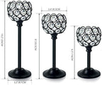 6pcs Crystal Candle Holder Set, 3 Sizes Tealight Candlestick Holders, Elegant Black Candelabra Bulk for Wedding Table Centerpiece, Fireplace, Home & Living Room Decor