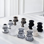 WDHODEC Black White Candlestick Holders 12PCS Glass Taper Candle Holders for Table Centerpiece Colorful Candle Sticks for Wedding, Party and Festival Decoration