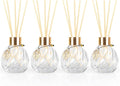 4Pcs Reed Diffuser Set with Metal Golden Decoration, 3.5oz Empty Reed Diffuser Bottles with 20Pcs Reed Diffuser Sticks, Unique Design Bottles for Home and Office(Twill)