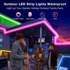 DAYBETTER Outdoor LED Strip Lights, IP67 Waterproof LED Lights with Remote, APP Control, Color Changing LED Rope Lights for Bedroom, Bathroom, Roof, Balcony, Pool, 24V, 100ft
