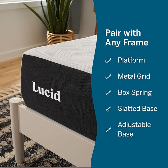 Lucid 10 Inch Memory Foam Mattress - Plush Feel - Infused with Refreshing Bamboo Charcoal and Cooling Gel - Bed in a Box - Temperature Regulating - Pressure Relief - Breathable - Queen Size
