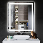 36"x32" LED Bathroom Mirror with Anti-Fog, Stepless Dimmable Lights, 3 Color Modes, Shatter-Proof Tempered Glass, Memory Function & Waterproof Design