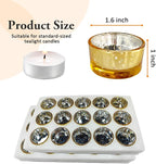 GOLDEAL 30 Pcs Samll Glass Tealight Candle Holders Speckled Gold Glass-Tea Candle Holders Bulk-Perfect for Weddings, Parties, Dinners - Ideal for 1.5" Standard Tealights and Candle Moulds…