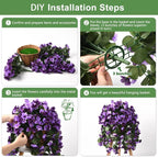 Artificial Fake Hanging Flowers Plants with Basket for Summer Outdoor Decoration,Faux Silk Begonia in Planter UV Resistant Look Real for Home Porch Yard Patio Balcony Decor