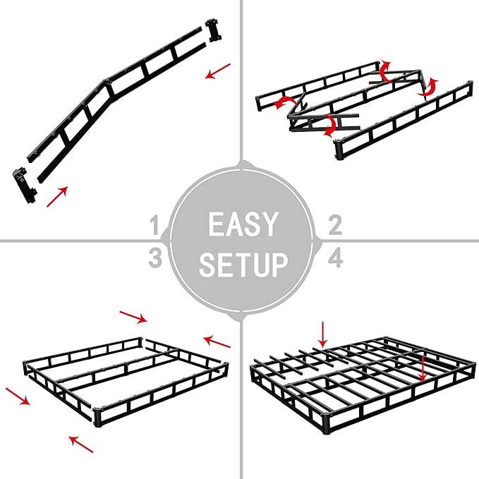 ALDRICH 5 Inch Heavy Duty Metal Box Spring Mattress Foundation 3000lbs Max Weight Capacity/Non-Slip/No Noise/Easy Assembly/Easy Clean Cover,King