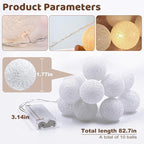 Anordsem Battery String Light Indoor: 6.88Ft/10 LED Cotton Ball Lanterns 2 Pack - Fairy Cozy Lighting Hanging Deco for Bedroom Party - Christmas Gifts for Babies Adults 25-50