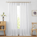 RYB HOME White Sheer Curtains, Extra 66 inches Widith Rod Pocket Light Filtering Breathable Semi Sheer Curtains for Living Room, W 66 x L 84 inches, 2 Panels Set