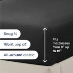 Twin Size 3 Piece Sheet Set - Comfy Breathable & Cooling Bed Sheets Set - Hotel Luxury Bedding for Women, Men, Kids, Teens, Boys & Girls - Deep Pockets, Ultra-Soft and Wrinkle Free - Oeko-Tex - Black