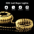 50Ft LED Rope Lights, Cuttable LED Strip Lights Outdoor Waterproof Decorative Lighting for Indoor/Outdoor Decorations,Eaves,Backyards Garden,Party and Bedroom Decorations(Warm White)