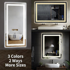 36"x32" LED Bathroom Mirror with Anti-Fog, Stepless Dimmable Lights, 3 Color Modes, Shatter-Proof Tempered Glass, Memory Function & Waterproof Design