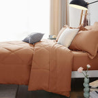 CozyLux Full Size Comforter Sets Pumpkin - 7 Pieces Bed in a Bag Full, Luxury Soft Bed Set for All Seasons, Bedding Set with Down Alternative Comforter, Sheets, Pillowcases & Shams