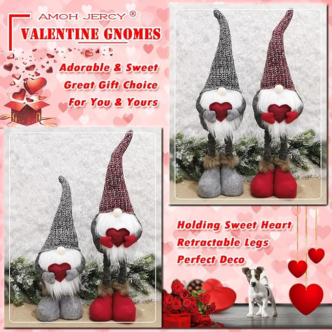 Valentine's Day Wedding Day Gnome Plush Decoration - Retractable Leg Table Ornament for Festive Home Party Decor Gift