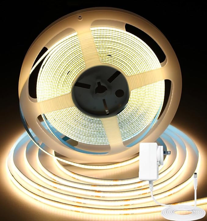 iNextStation COB LED Strip Light Warm White 3000K 32.8FT 10M DC24V CRI 93+ Dimmable Flexible LED Tape Lights for Bedroom, Kitchen, TV Backlight, Cupboard, Wardrobe, Home Lighting Decor