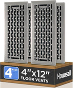 4x12 Inches 4 Pack Heavy Duty Walkable Floor Register - Easy Adjust Air Supply Lever Decorative Floor Vent Covers, Boston Design Vent Covers for Home - Satin Nickel