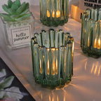 6 PCS Votive Candle Holder, Green Glass Candle Holders, Tealight Candle Holder for Wedding Centerpieces Dinner Party Table Decor