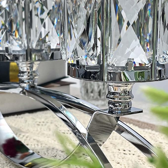 3 Arms Crystal Candle Holders, Arch Candlestick Table Candelabras Centerpieces for Wedding, Dinning Room, Cabinet Ornaments, Home Decoration， Gift (3-arm Arched, Silver)
