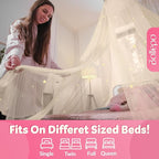 Bollepo Yellow Bed Canopy for Girls with Glowing Stars - Princess Yellow Baby Canopy for Bed, Netting Room Decor, Ceiling Tent, Canopy | Single, Twin, Full, Queen Size Kids Bed