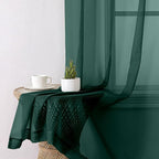 Aiyufeng Hunter Green Sheer Curtain Drapes 63 Inch Length 2 Panels for Living Room, Light Filtering Voile Green Drapes for Bedroom, Patio, Sliding Door, Each 40" W x 63" L