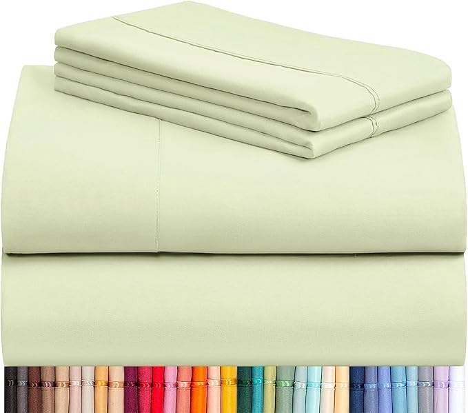 LuxClub 4 PC Sheet Set Bed Sheets Deep Pockets 16" Eco Friendly Wrinkle Free Cooling Machine Washable Hotel Bedding Silky Soft - Sage Green Full