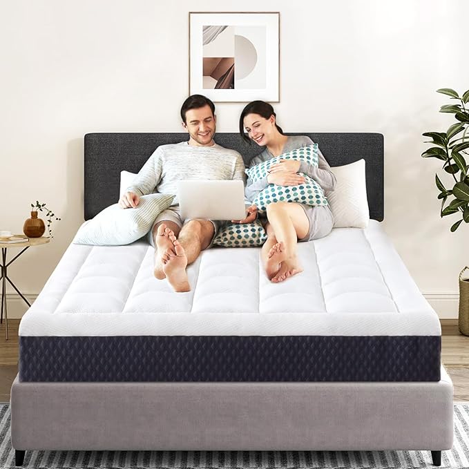 ONENICE 10 Inch Queen Mattress in a Box, Breathable Gel-Memory Foam Plus Pillowtop Mattress for Pressure Relief, CertiPUR-US Certified Bed in a Box, Fiberglass-Free