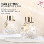 4-Piece Reed Diffuser Set with Metal Golden Decoration, 3.5-4.2oz Empty Bottles and 20 Reed Sticks, Unique Design for Home and Office (4 Different Bottles)