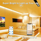 DAYBETTER COB Led Strip Lights with Remote and App Control, 32.8ft 3000K Dimmable Ultra Bright Warm White Led COB Light Strip, 3200 LEDs Led Lights for Bedroom, Cabinet, Living Room Decor