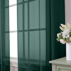 Aiyufeng Hunter Green Sheer Curtain Drapes 54 Inch Length 2 Panels for Living Room, Light Filtering Voile Green Drapes for Bedroom, Patio, Sliding Door, Each 42" W x 54" L