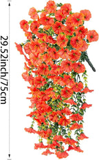 6-Pack Outdoor Faux Plants, 69-Flowered Large Morning Glory, Uv-Resistant Artificial Morning Glory,Perfect for Outdoor Decoration in All Seasons Such as Porches and Gardens (Orange)