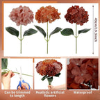 9 Pcs Fall Hydrangea Artificial Flowers 23.6" Thanksgiving Vintage Faux Silk Hydrangeas Flower with Stem Fall Fake Hydrangeas Bouquet Floral for Farmhouse Home Wedding Table Centerpiece