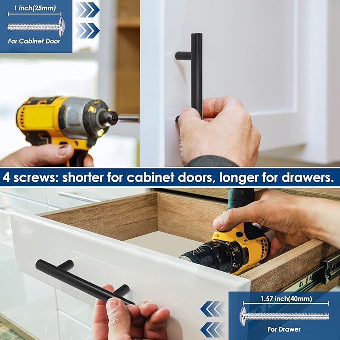 HBL' 30 Pack | 3 Inch Center to Center Matte Black Cabinet Pulls Kitchen Cabinet Handles,Made of Stainless Steel,Ideal for Cabinet,Drawer,Cupboard and Wardrobe.