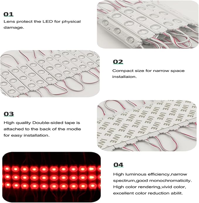 LED Module, Windows Lights Green 100pcs 49.8 Ft 5730 SMD 150LM Per LED Module IP65 Waterproof Decorative Light for Advertising Signs with Tape Adhesive Backside (Green Light)