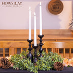 HOWSILAY Wood Candle Holders for Table Centerpiece Black Candlestick Holders - Rustic Candle Stick Candle Holder fits 3/4" or 7/8" Taper Candle and Dia 1.5" Led Tea Lights Candles or Pillar Candles