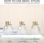4Pcs Reed Diffuser Set with Metal Golden Decoration, 3.5oz Empty Reed Diffuser Bottles with 20Pcs Reed Diffuser Sticks, Unique Design Bottles for Home and Office(Spiky Ellipsoidal)