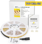 EMITEVER COB LED Strip Lights Warm White 32.8ft, 3000K 24V Dimmable Tape Light Premium High Density, 305LM+/ft, 4800LEDs, Ra 90+, 3W/FT, UL Listed for Cabinets, Shelves(Power Supply Sold Separately)