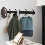 VAEHOLD 2PACK Coat Hooks Wall Hook for Hanging Clothes Robes Towels Hats Heavy Duty Coat Hanger Coat Rack Wall Mount with 3 Hooks - Black