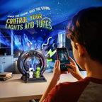 Galaxy Northern Lights Projector Plasma Ball, Night Light Aurora Projector for Kids with White Noise Alarm Clock, Kids Room Decor with Music, Christmas Gifts for Boys Teens