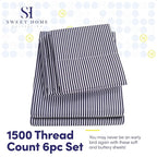 King Size Bed Sheets - 6 Piece 1500 Supreme Collection Fine Brushed Microfiber Deep Pocket King Sheet Set Bedding - 2 Extra Pillow Cases, Great Value, King, Classic Stripe Navy