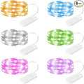 6 Pack Fairy Lights Battery Operated Lights, 7ft 20 Led Multicolor Mini String Lights, Waterproof Silver Wire Starry for Mason Jars Wedding Party Centerpiece Table Christmas