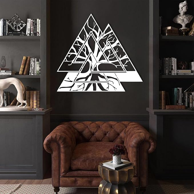 Metal Viking Wall Decor, Tree of Life Metal Wall Art, Norse Viking Decor, Norse Pagan Decor, Pagan Wall Decor, Tree of Life Wall Sculpture, Scandinavian Home Decor, Godly Home Decor (White, 24"x14"|60x60cm)