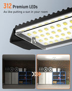 Adiding LED Garage Light 2 Pack, Super Bright 20000Lm Basement Ceiling Lighting w/ 6+1 Deformable Panels Screw in E26 Bulb Base Socket for Workshop Attic Warehouse Utility Laundry Storage Area