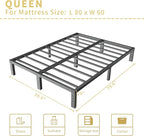 ALDRICH 10 Inch Metal Bed Frame Queen Size - Double Black Basic Steel Slats Platform, Easy Assembly Heavy Duty Noise Free Bedframes, No Box Spring Needed