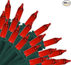 Brite Star 100 Count Mini String Christmas Lights, Red - 22 feet Indoor/Outdoor Christmas Tree Lights with Green Wire