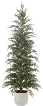 CG Hunter Holiday Collection, 4 ft Faux Cedar Tree, Premium Artificial Indoor Cedar Tree Stands 48 inTall, Pot–Perfect Christmas Decoration