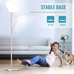 Pink Floor Lamp, 42W 4000LM Super Bright LED Room Lamp with Adjustable Reading Light,Dimmable Modern Standing Lamp with Remote & Touch Control for Room Bedroom Office Floor Light